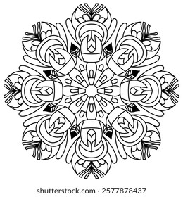 stylish and modern mandala design for coloring book page , creative and beautiful mandala art for wall art and henna design
