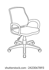 Stylish modern office chair, assorted set of black leather office chairs, Vector minimal office chairs angle view isolated on white background.