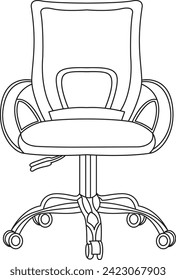 Stylish modern office chair, assorted set of black leather office chairs, Vector minimal office chairs angle view isolated on white background.