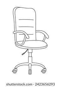 Elegante silla de oficina moderna, surtido de sillones de oficina de cuero negro, vista angular de sillas de oficina mínimas vectorial aislada en fondo blanco.