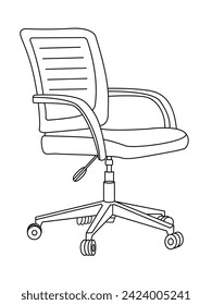 Elegante silla de oficina moderna, surtido de sillones de oficina de cuero negro, vista angular de sillas de oficina mínimas vectorial aislada en fondo blanco.