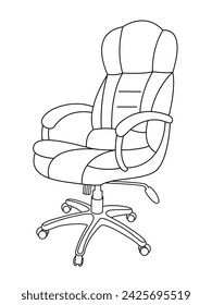 Stylish modern office chair, assorted set of black leather office chairs, Vector minimal office chairs angle view isolated on white background.