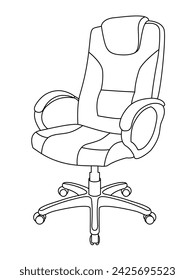 Stylish modern office chair, assorted set of black leather office chairs, Vector minimal office chairs angle view isolated on white background.