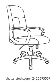 Stylish modern office chair, assorted set of black leather office chairs, Vector minimal office chairs angle view isolated on white background.