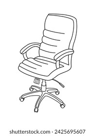 Elegante silla de oficina moderna, surtido conjunto de sillas de oficina de cuero negro, Vector minimalista silla de oficina vista angular aislado sobre fondo blanco.