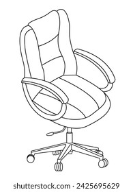Stilvoller moderner Bürostuhl, verschiedene schwarze Leder-Bürostühle, Vector minimale Bürostühle Winkelansicht auf weißem Hintergrund.