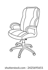 Stilvoller moderner Bürostuhl, verschiedene schwarze Leder-Bürostühle, Vector minimale Bürostühle Winkelansicht auf weißem Hintergrund.
