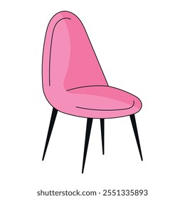 Stylish modern pink chair with black legs, Vector