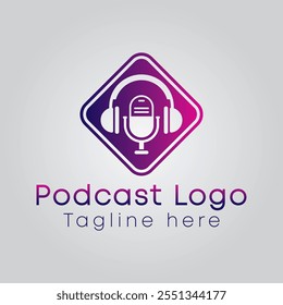 Logotipo de podcast moderno y elegante con Elementos elegantes, perfecto para medios, transmisión de audio y marca profesional. Ideal para lanzadores de pods, creadores y plataformas de audio.