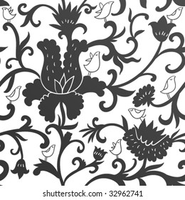 Stylish modern scandinavian floral seamless pattern