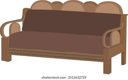 stylisches modernes Sofa mit braunem Kissen einzeln auf weißem Hintergrund. longue Clipart, Vektorsymbol-Symbol