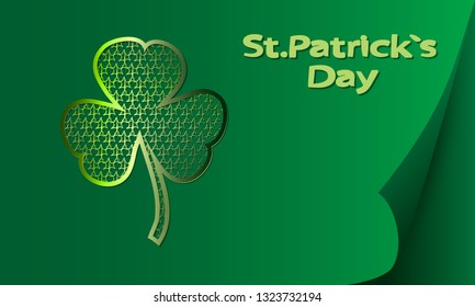 Stylish modern St. Patrick card. Stylized shamrock isolated on grunge background. Vector illustration