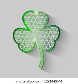 Stylish modern St. Patrick's day card. Stylized shamrock isolated on grey background. Vector illustration