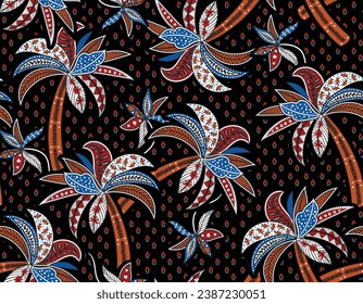 Stylish Modern Summer palm trees seamless pattern vector illustrations Bali inspired, Design for fashion , fabric, textile, wallpaper , wrapping and all prints