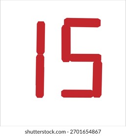A stylish and modern vector illustration of the number 15 featuring clean typography and balanced design. Perfect for use in educational materials, infographics, sports graphics