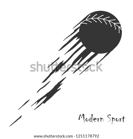 Stylish modern vector sign of softball in motion.