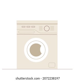 Lavadora moderna y de diseño aislada en un fondo blanco.