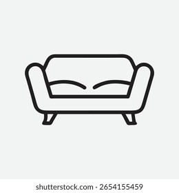 Elegante y moderno icono de sofá de cuña en diseño de arte de línea limpia