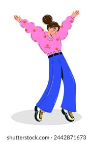 Stylish modern woman in fashion clothes. Colorful vector illustration. Trendy style
