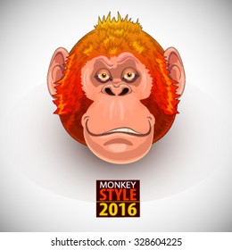 Stylish monkey Illustration for upcoming New Year 2016
