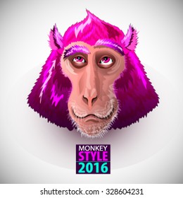 Stylish monkey Illustration for upcoming New Year 2016