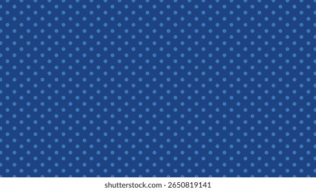Stylish, monochromatic polka dot vector background. Repeating blue circles on dark blue, versatile for fashion, decor, and branding.
