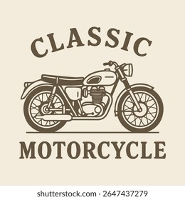A stylish monochrome illustration of a classic vintage motorcycle in a retro design. Perfect for enthusiasts of old-school motorbikes.