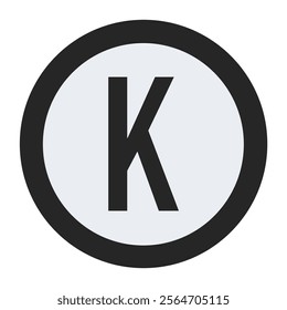 Stylish Monochrome Letter K in Circular Frame, Elegant and Clean Vector Design for Professional Use