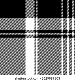 Stylish monochrome plaid pattern.  Elegant black, white, and grey woven texture. Perfect for textile design, fashion, websites, or backgrounds.  Conveys sophistication and classic style.