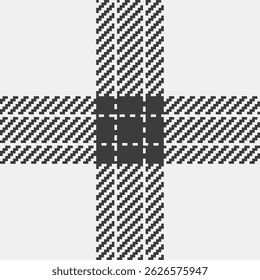 Stylish monochrome plaid pattern.  Geometric textile design ideal for fashion, interiors, or website backgrounds.  Modern and versatile, this graphic offers a clean, minimalist aesthetic.
