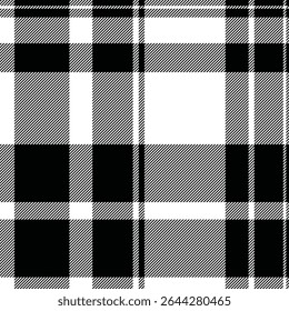 Stylish monochrome plaid pattern.  Perfect for textile designs, website backgrounds, or fashion illustrations.  The graphic black and white checks create a bold, timeless aesthetic.
