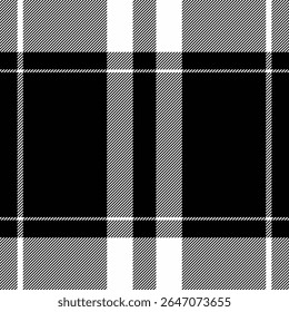 Stylish monochrome plaid pattern.  Perfect for textile design, fashion, backgrounds, or website design.  The bold black and white creates a striking, versatile graphic.