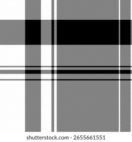 Stylish monochrome plaid pattern.  Perfect for textile design, website backgrounds, or fashion projects.  The bold black and white checks create a versatile and modern aesthetic.