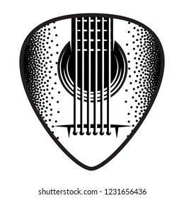 Stylish monochrome plectrum for guitar. Vector illustration.
