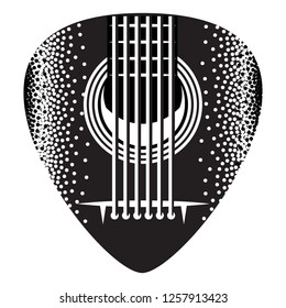 Stylish monochrome plectrum for guitar. Vector illustration.