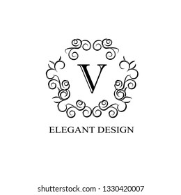 Stylish monogram design with letter V. Elegant vector illustration for a boutique, business card, hotel, company