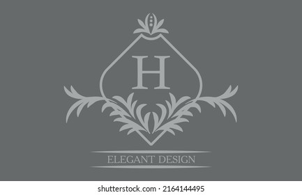 Plantilla de diseño en monograma con letra H. Logotipo exquisito, signo de identidad de negocios para restaurante, boutique, café, hotel, heráldico, joyería.