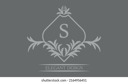 Plantilla de diseño en monograma con letra S. Logotipo exquisito, signo de identidad de negocios para restaurante, boutique, café, hotel, heráldico, joyería.