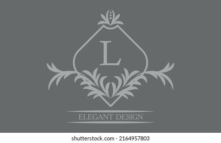 Plantilla de diseño en monograma con letra L. Logotipo exquisito, signo de identidad de negocios para restaurante, boutique, café, hotel, heráldico, joyería.