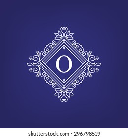 Stylish monogram design template with letter O on dark blue background.Vector illustration.