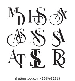 Stylish Monogram Letter Pair Designs with Modern Serif Typography.