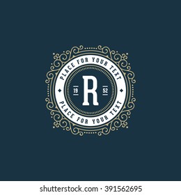 Stylish monogram with letter R. Sign for cafe, shop, store, restaurant, boutique, hotel, heraldic, fashion. Vector illustration.
