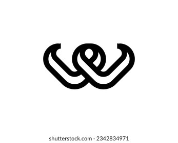 stylish monogram letter W with line style logo design