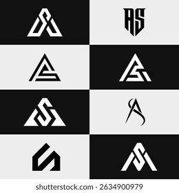 Stylish monogram logo collection featuring creative letter A and S combinations. Ideal for branding, identity, or design projects with clean, modern, and elegant typography aesthetics.
