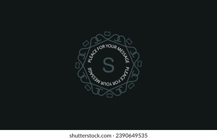 Stylish monogram, template for vintage badge, business sign, frames and labels in modern style with initial S and place for text
