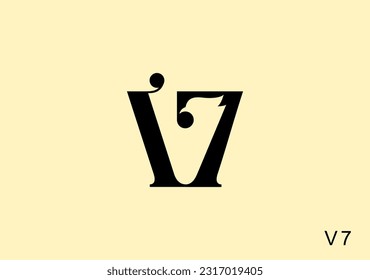 stylish monogram V and number 7 with the eagle symbol in the middle neatly packed in negative space area