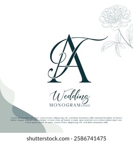 Stylish Monogram for Weddings TA, AT