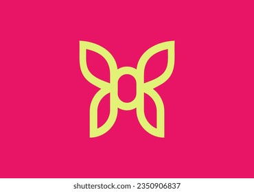 Stylish monoline butterfly logo gracefully emerges on a pink backdrop, symbolizing transformation, elegance, and delicate beauty with finesse