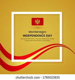 Stylish Montenegro country independence day concept illustration with tricolors wave on classic greeting background