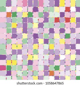 Stylish mosaic background from squares. Colorful patchwork texture. Vector abstract geometric background for decorations, paper packaging, textile design, covers